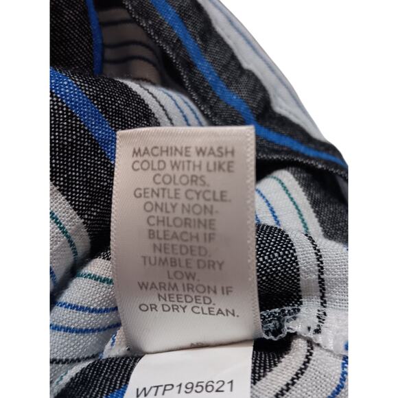 J. JILL Linen Blend Smocked Blouse Shirt Top Small Peasant Stripes Casual Travel - Picture 7 of 8